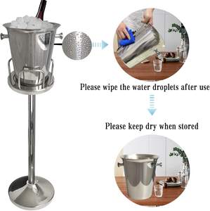 Wholesale Barware Products Stainless Steel <b>Wine</b> Champagne Bucket Stand Heavy Duty Ice Bucket Holder <b>for</b> Bar Restaurant Hotel - Product Image 2