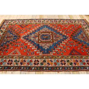 Tapis turc vintage, grand tapis de 6,1 x 10,1 pieds, tapis rayé rouge et bleu - Product Image 2