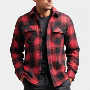 Chaqueta de Franela para Hombre, Ropa de Calle de Invierno, Camisa a Cuadros, Camisas de Franela con Estampado de Letras para Hombre - Product Image 5