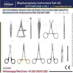 Ensemble d'instruments de chirurgie de blépharoplastie manuelle en acier inoxydable de classe I certifié CE Garantie de 3 ans-Sécurité MOL Plastique Métal - Product Image 2
