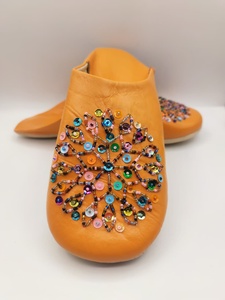 Moroccan Women's Genuine Leather <b>Slippers</b> Rhinestones Sequins Soft Sheepskin Lightweight Comfort <b>Indoor</b> Babouche for - Product Image 2