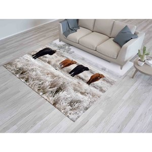 Alfombra de Vaca Highland: Decoración Rústica Impresa en 3D, Alfombra Delgada No Tejida - Product Image 4