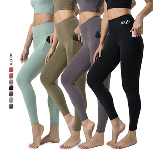 Custom Logo Wear Fitness Activewear Gym for Women <b>Nylon</b> <b>Leggings</b> High Waist Yoga Pants Tummy Control <b>Leggings</b> With Pocket - Product Image 1