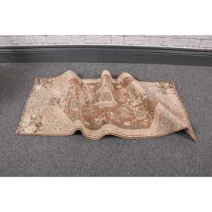 Alfombra Turca Vintage Pequeña de 1.1x2.9 pies, Alfombra de Lana con Estampado Animal Marrón - Product Image 5