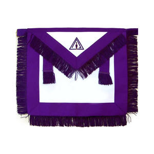Member Council Apron White & Purple with <b>Fringe</b> Tassels Durable Material In Making Of Masonic Apron For Better Appearance Shown - Product Image 1