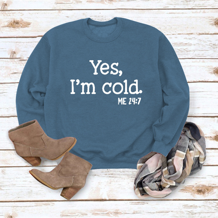 Blue sweatshirt (white font)
