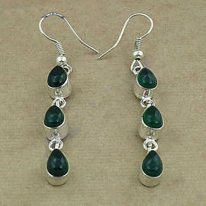 ต่างหูเงินแท้ 925 ประดับพลอยสีเขียว ของขวัญแฟชั่นสำหรับผู้หญิง - Product Image 1