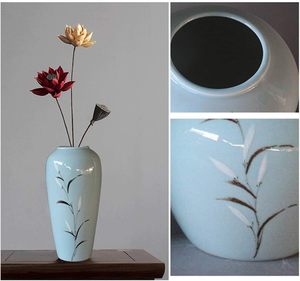 Vase exclusif et en céramique Style unique pour herbe de pampa et fleurs séchées Décor d'anniversaire Vase de sol pour bureau et table à la maison - Product Image 1