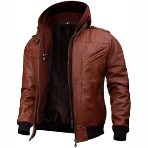 New 2025 Low price Unique quality Custom <b>Sheepskin</b> Bomber <b>Jacket</b> High Quality Leather <b>Jacket</b> - Product Image 4