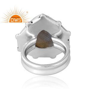 แหวนพลอยลาบราดอไรต์ธรรมชาติทำจากเงินสเตอร์ลิง925เป็นของขวัญสำหรับผู้หญิง - Product Image 2