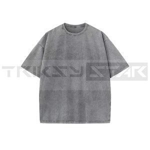 T-shirts streetwear en coton 100% à manches courtes, style vintage, délavé à l'acide, tricoté, écologique, hip-hop, rétro, punk, à col contrasté pour hommes - Product Image 2