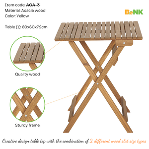 Juego de bistró de madera de acacia minimalista de BeNK, muebles de exterior pequeños y prácticos para uso en balcón y jardín, tamaño pequeño y práctico - Product Image 6
