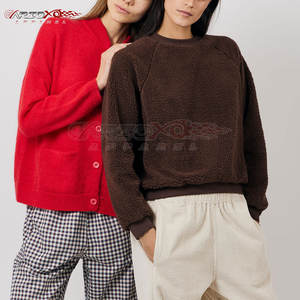 Pull-over en polaire Sherpa uni pour femme, col rond, ourlet droit, hiver automne, haute qualité, anti-plis, respirant, doublé - Product Image 5