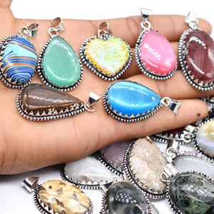 Colgantes Vintage A LA Moda para Mujer, Collares de Piedras Preciosas Naturales para Fiestas, Colgantes de Latón, Lote Mixto a Granel, Venta Al por Mayor - Product Image 3