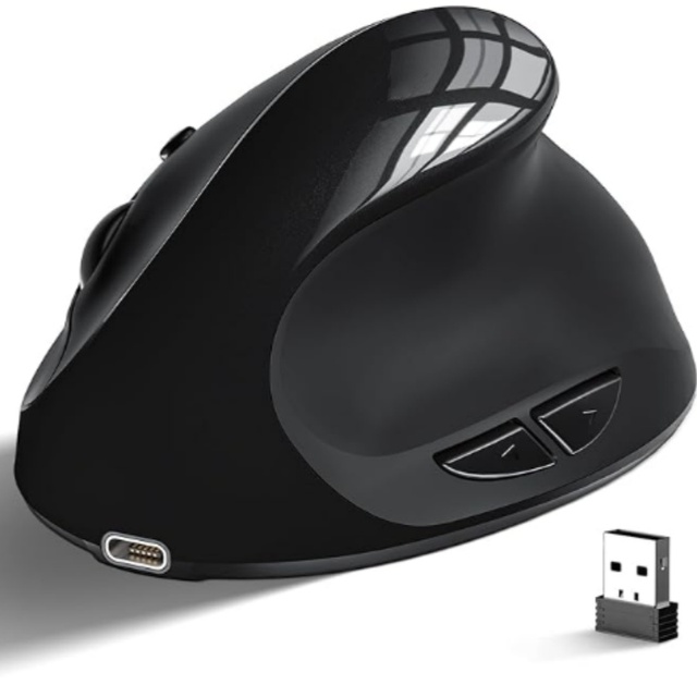 Ergonomic Vertical Mouse 2.4G BT5.1 BT5.2 Tri-mode, 6 Adjustable DPI, Type-C Rechargeable for Office & Gaming