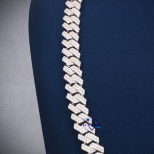 เครื่องประดับฮิปฮอปคุณภาพสูง D VVS moissanite 2แถวเชื่อมโยงคิวบาห่วงโซ่925เงินสเตอร์ลิงสร้อยคอเพชรโมอิส - Product Image 3