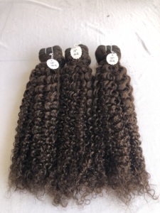 100% qualité supérieure vison cambodgien temple indien vierge 18 'couleur #2 Kinky Curly Bundle Extension donneur unique fournisseur indien - Product Image 2