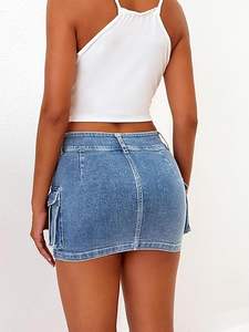 Boomletcorp Cheap Price Custom Logo <b>Denim</b> <b>Skirts</b> for Women High Quality Cotton Breathable Comfortable <b>Denim</b> <b>Skirts</b> for Womens. - Product Image 2