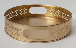 Plateau de service en métal finition argentée pour décor élégant plateau de service en métal gravé pour occasions festives plateau de service en métal artistique - Product Image 2