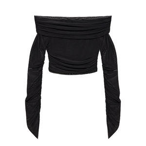 Chemise Chic pour Femme Col Rond Manches Courtes Logo Avant Longueur Longue 100% Coton Hauts Automne Fêtes Décontracté Tendance - Product Image 1