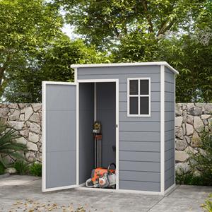 Outsunny <b>Garden</b> <b>Storage</b> <b>Shed</b> with Lockable Door, Window and Air Vent, Grey - Product Image 2