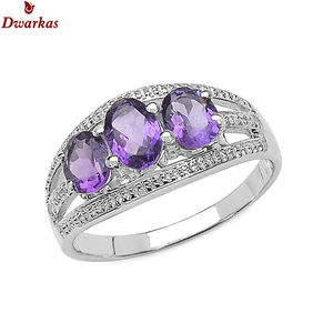 ผู้จัดจำหน่ายเครื่องประดับคุณภาพสูง แหวนเงินแท้ 925 ประดับพลอยอะมีทิสต์ธรรมชาติและเพชร CZ สำหรับงานแต่งงานและงานปาร์ตี้ ผู้ผลิตขายส่ง - Product Image 2