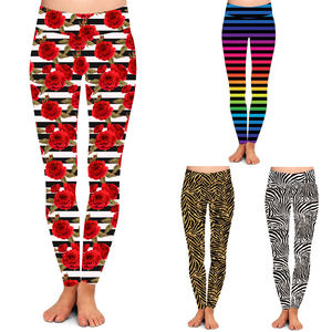 Leggings de yoga pour femmes à taille haute, rayés, longueur cheville, logo sur la jambe droite, fermeture élastique à la taille, respirant, séchage rapide, 220g - Product Image 6