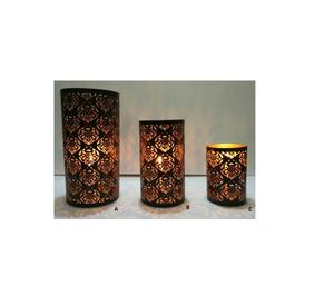 Bougeoir en métal noir et or de style nordique, motif géométrique, bougeoir en fer pour bougie chauffe-plat, décoration de salon - Product Image 1