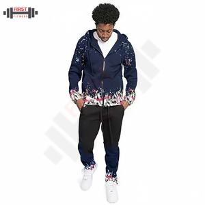 Survêtement pour homme avec capuche et pantalon de survêtement à fermeture éclair, imprimé en relief personnalisable, grammage lourd, dernier design, patch brodé, pour l'hiver 2025 - Product Image 6