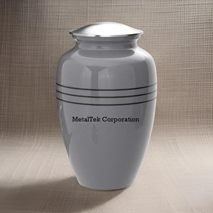 Cendres pour adultes triband en étain de couleur grise personnalisée bocaux américains mémorial funéraire urne de crémation finition brillante urnes funéraires d'approvisionnement - Product Image 3