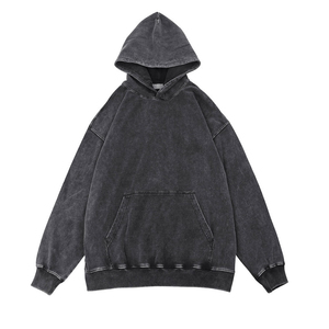 Sweat à capuche en coton épais et délavé à l'acide avec poches surdimensionnées à séchage rapide personnalisable OEM pour la saison hivernale - Product Image 6