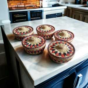 Panier d'herbe Moonj naturel écologique fait à la main de haute qualité avec couvercle pour le stockage et la décoration intérieure - Product Image 5