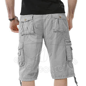 ハイウエストニットキャンバスソリッドパターンショーツカスタムパッチ用カジュアルスタイル膝丈カーゴショート - Product Image 6