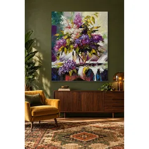 Impression sur toile de lilas violets Fida dans un vase en verre - Product Image 5