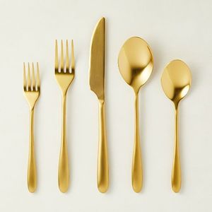 Ensemble de couverts en or mat durable, argenterie de mariage avec couteau à steak, fourchette, cuillère à café, cuillère - Options écologiques - Product Image 3