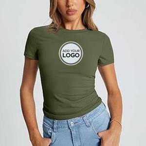 Camiseta Casual de Verano para Mujer, Transpirable, de Poliéster, Ajustada, de Manga Corta, con Diseño Sólido y Lazo Negro que Expone el Ombligo - Product Image 4