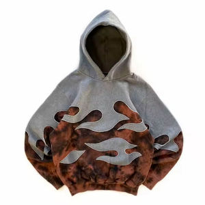 Sweat à capuche unisexe en polaire lourd d'hiver personnalisé, patchwork bicolore avec surpiqûres contrastées, coupe à épaules tombantes - Product Image 1