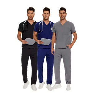 Conjunto de Uniformes Médicos Personalizados Elásticos Transpirables Unisex con Spandex para Hospital y Cirugía, con Detección de Agujas y Fusión sin Costuras - Product Image 1