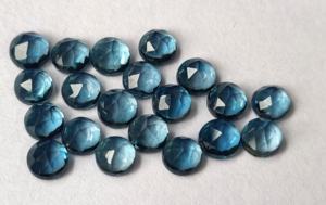 Natural London Blue Topaz Rose cut 4mm Faceted - Loose London Blue Topaz Rose Cut - Product Image 4