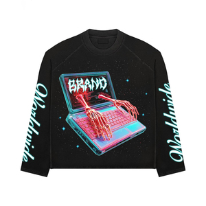 Nouveau sweat-shirt surdimensionné en coton biologique 100% pour homme, imprimé graphique streetwear, impression vintage en relief 3D - Product Image 6