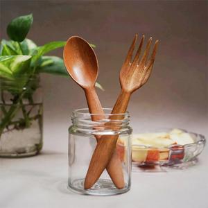 Meilleure vente bois d'acacia avec émail imprimé vaisselle cuillère et fourchette cuisine service de salade outils de mariage fête et maison - Product Image 2