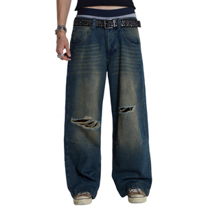 Men's Distressed Sweatpants Elastic Waist Lightweight Breathable Eco-Friendly High Quality Casual Stylish Fully Customizable - Product Image 6
