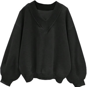 Sudadera con Capucha Extra Grande para Mujer, Holgada, Negra, Suave, Cálida, Informal, Cómoda, de Manga Larga, Relajada, para el Día a Día, Otoño - Product Image 1