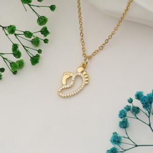 Collar de Plata de Ley 925 con Baño de Oro Vermeil de 18k, Diseño Minimalista de Huella de Bebé, Recuerdo para Bebés, Joyería al por Mayor - Product Image 6