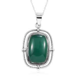 Colgante DE PROTECCIÓN DE ónix verde de plata esterlina, collar de joyería de piedras preciosas rectangulares grandes para ella, cristal Natural hecho a mano - Product Image 1