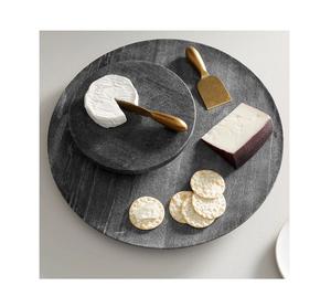 Plateau tournant en marbre Lazy Susan fabrication en gros pierre noire artisanat design en marbre paresseux Susan - Product Image 6