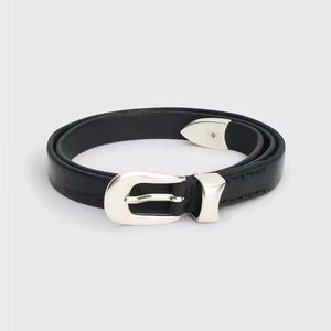 Ceintures décontractées en cuir de vache avec boucle en acier avec bracelet en métal doré en peau de vache véritable Longueur réglable - Product Image 1