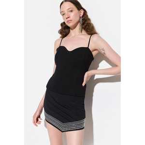 Blusas Casuales-Formales de Gasa y Algodón para Mujer, con Logotipo Bordado, Cuello Alto/Ondulado, Decoración de Encaje, Largas y Cortas, con Estampado de Lunares, Holgadas, para Otoño - Product Image 3