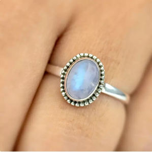 Latest Design Natural White <b>Rainbow</b> Moonstone 925 Sterling Silver 8x10mm Oval Shape Fine Handmade Bohemian Jewelry Women's Gift - Product Image 1