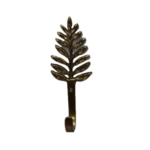 Antique Brass Leaf Wall Hook Decorative Botanical <b>Coat</b> <b>Hanger</b> Heavy Duty <b>Metal</b> Key Holder For Towel Robe Entryway Bathroom Decor - Product Image 1